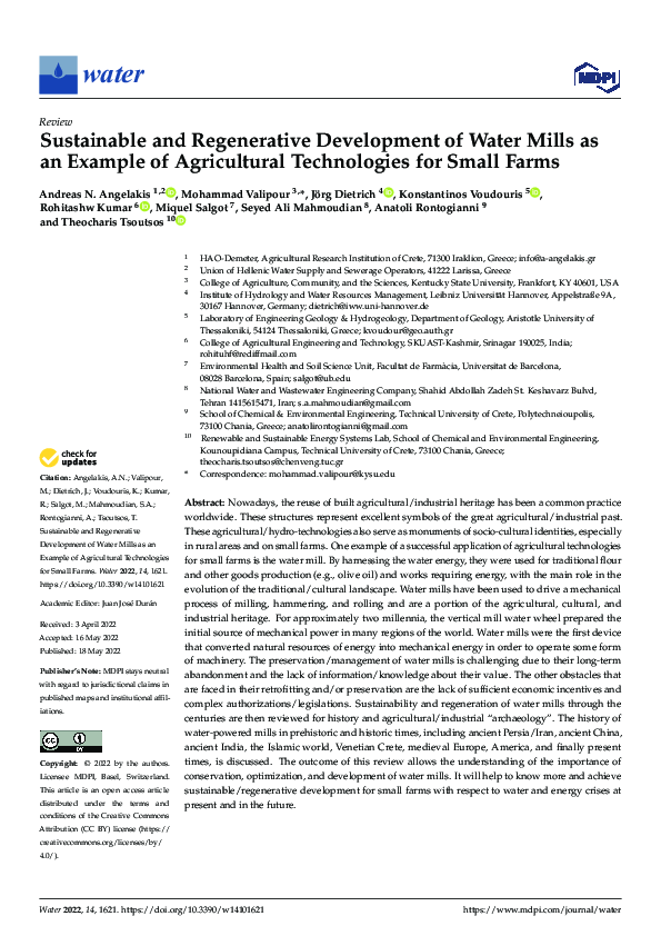 (PDF) Sustainable and Regenerative Development of Water Mills as an ...