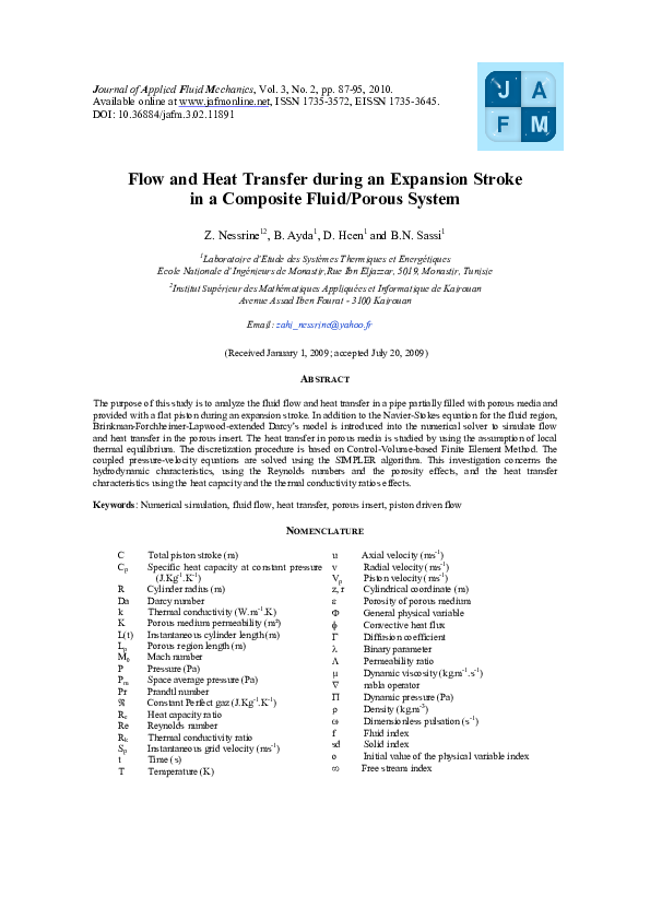 (PDF) Flow and Heat Transfer during an Expansion Stroke in a Composite ...