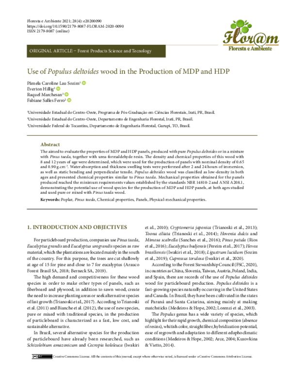 (PDF) Use of Populus deltoides wood in the Production of MDP and HDP
