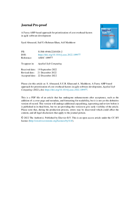 (PDF) A Fuzzy AHP-Based Approach for Prioritization of Cost Overhead ...