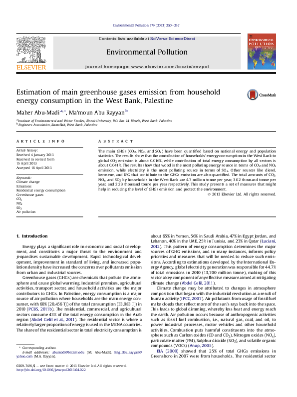 (PDF) Estimation of main greenhouse gases emission from household ...