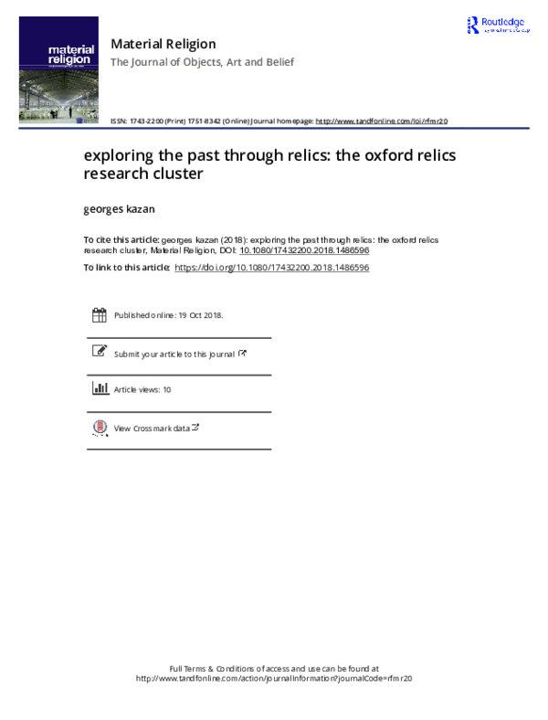 (PDF) Exploring the Past Through Relics: The Oxford Relics Research Cluster