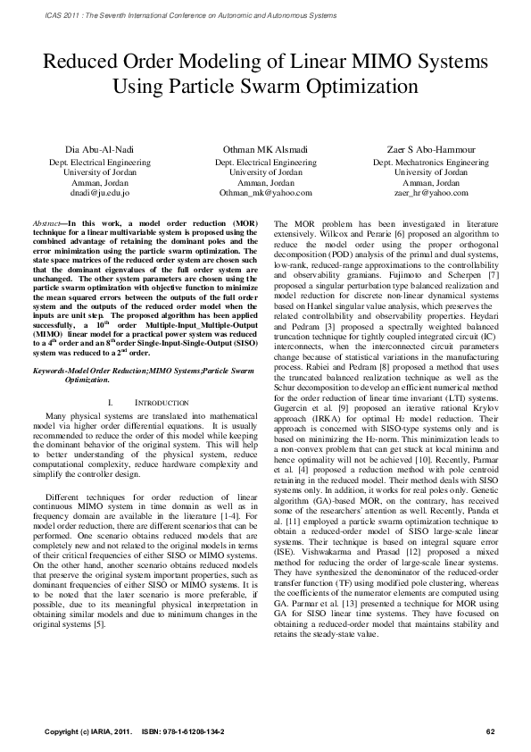 (PDF) Reduced Order Modeling of Linear MIMO Systems Using Soft ...
