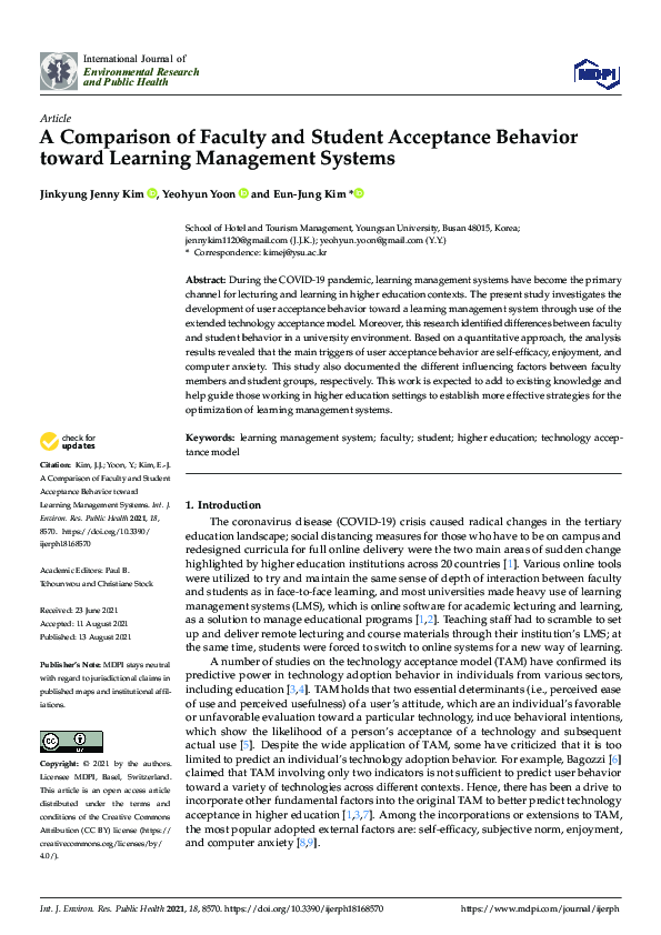 (PDF) A Comparison of Faculty and Student Acceptance Behavior toward ...