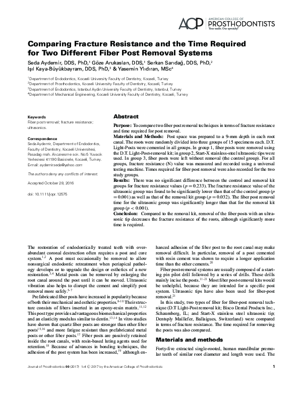 (PDF) Comparing Fracture Resistance and the Time Required for Two ...