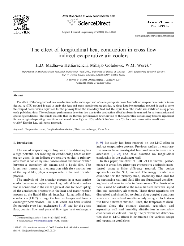(PDF) The effect of longitudinal heat conduction in cross flow indirect ...