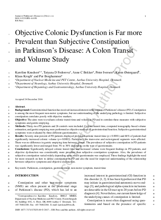 (PDF) Objective Colonic Dysfunction is Far more Prevalent than ...
