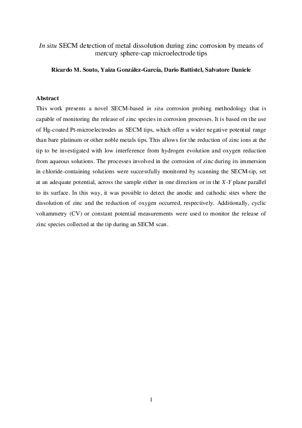 (PDF) In Situ Scanning Electrochemical Microscopy (SECM) Detection of ...