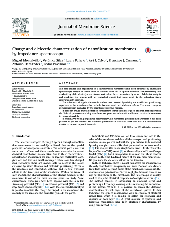(PDF) Charge and dielectric characterization of nanofiltration ...