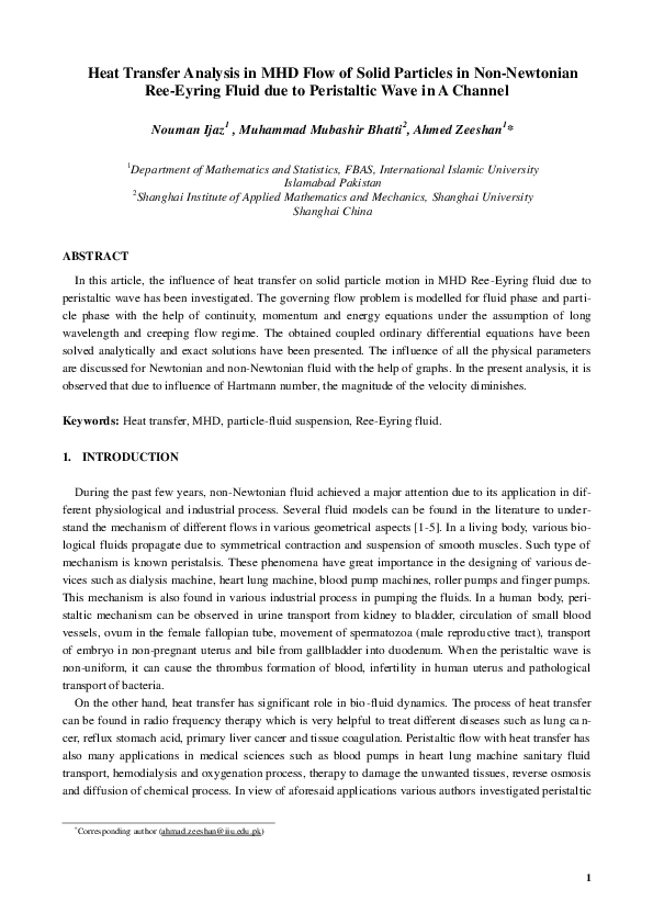 (PDF) Heat transfer analysis in magnetohydrodynamic flow of solid ...