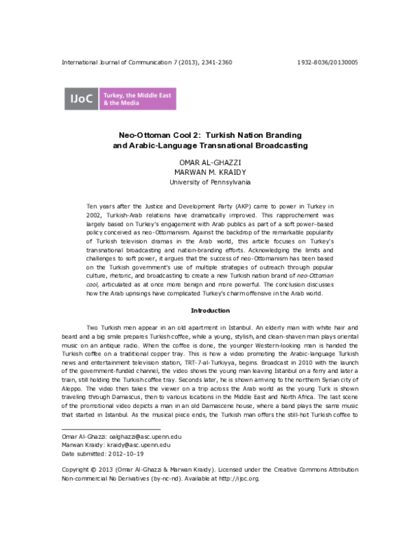 (PDF) Turkey, the Middle East & the Media| Neo-Ottoman Cool 2: Turkish ...