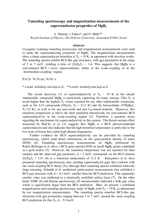(PDF) Tunneling spectroscopy and magnetization measurements of the ...