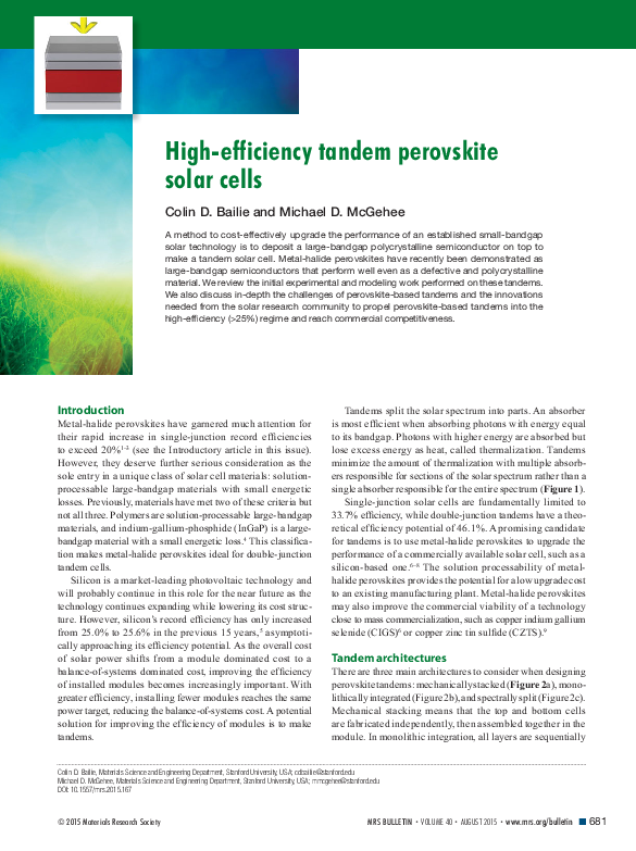 (PDF) High-efficiency tandem perovskite solar cells