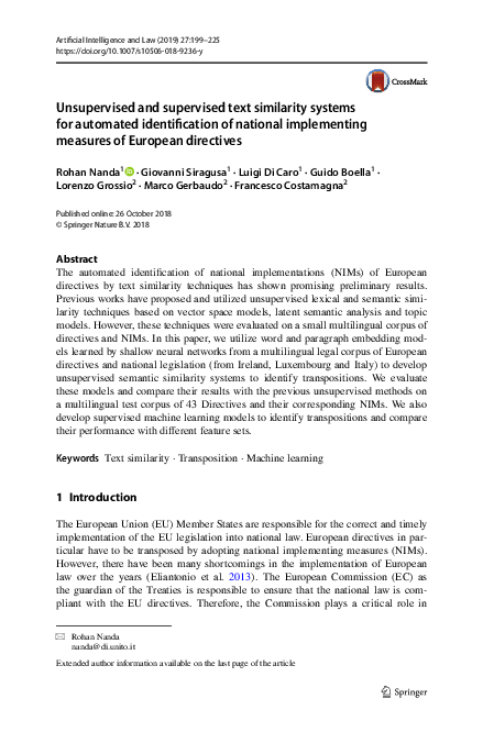 (PDF) Unsupervised and supervised text similarity systems for automated ...