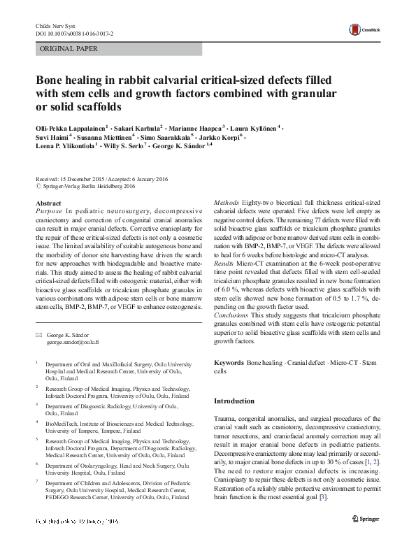 (PDF) Bone healing in rabbit calvarial critical-sized defects filled ...