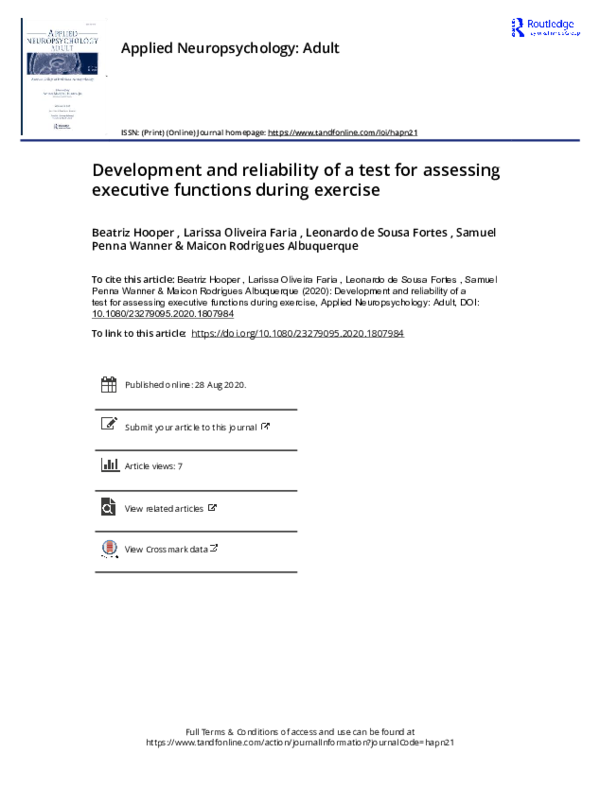(PDF) Development and reliability of a test for assessing executive ...