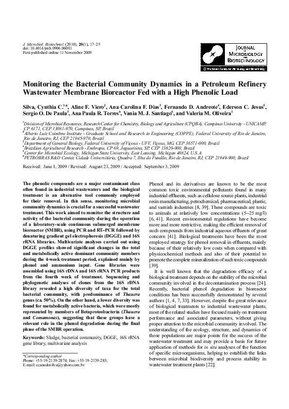 (PDF) Monitoring the Bacterial Community Dynamics in a Petroleum ...