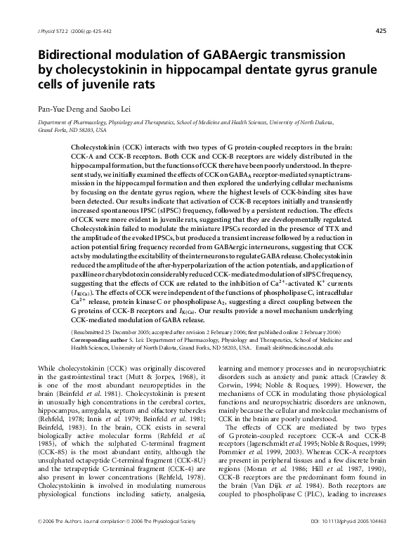 (PDF) Bidirectional modulation of GABAergic transmission by ...