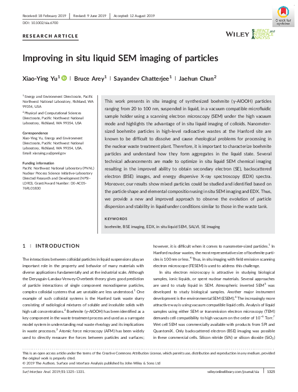 (PDF) Improving in situ liquid SEM imaging of particles