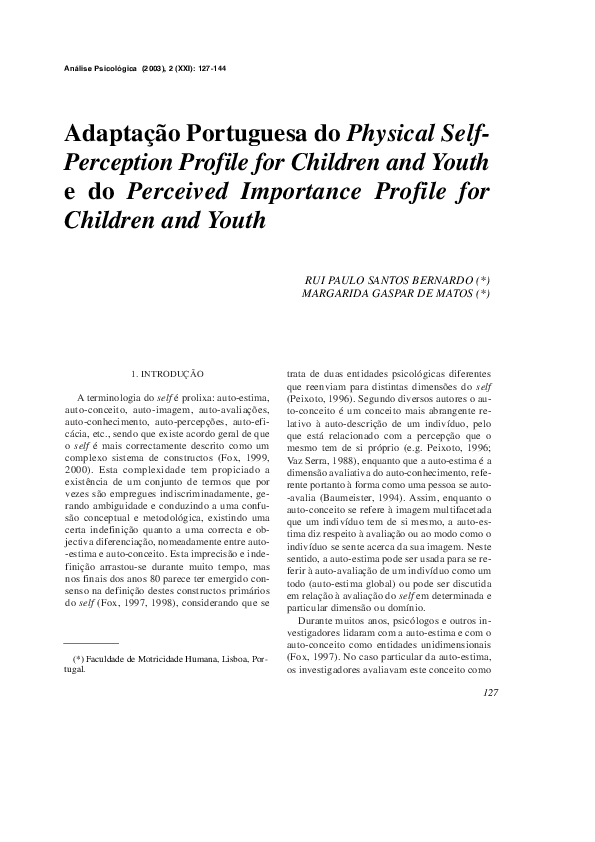 (PDF) Adaptação Portuguesa do Physical Self- Perception Profile for ...