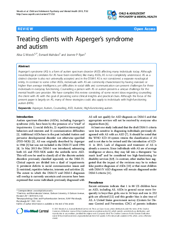 (PDF) Treating clients with Asperger’s syndrome and autism