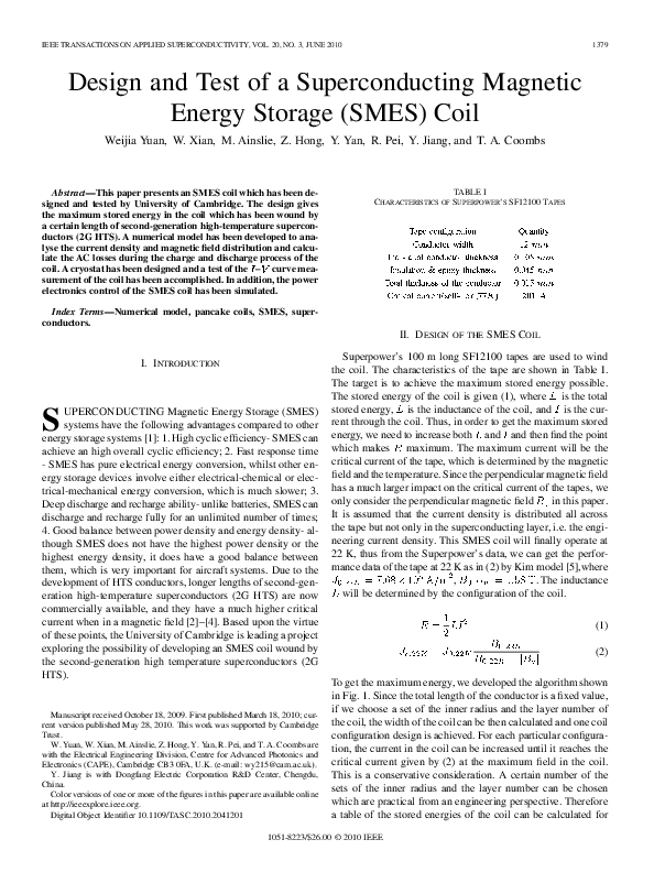 (PDF) Design and Test of a Superconducting Magnetic Energy Storage ...