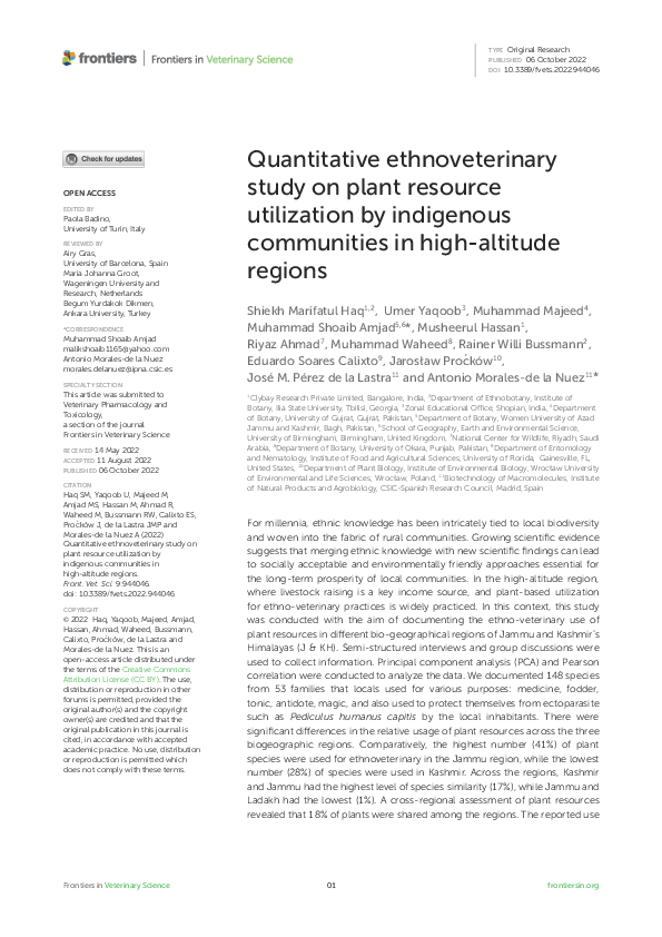 (PDF) Quantitative ethnoveterinary study on plant resource utilization ...