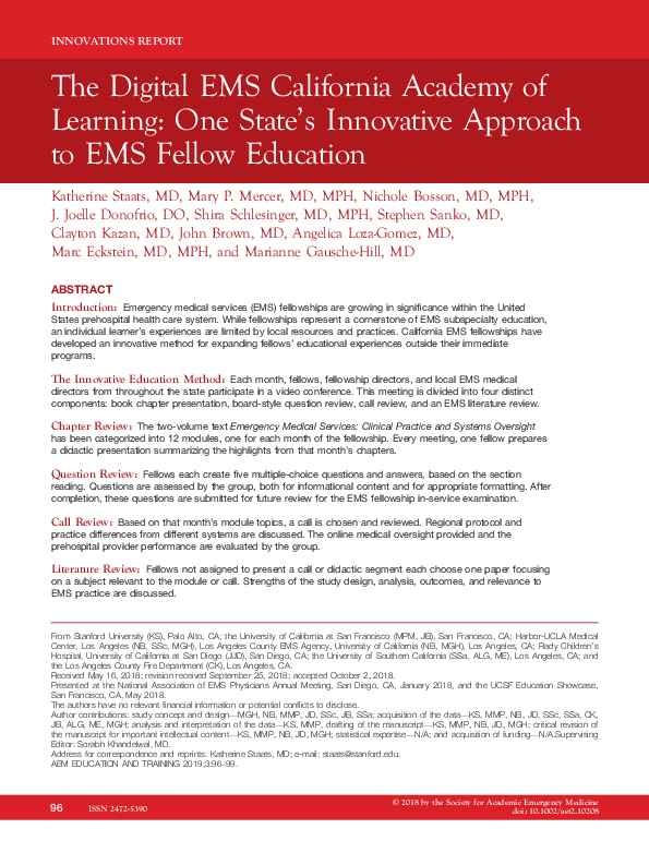 (PDF) The Digital EMS California Academy of Learning: One State's ...