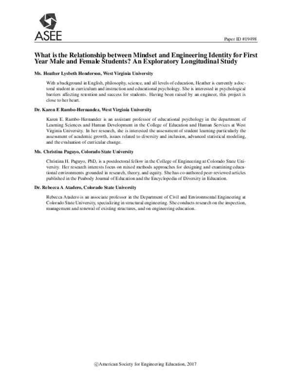 (PDF) What is the Relationship between Mindset and Engineering Identity ...