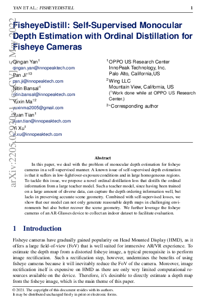 (PDF) FisheyeDistill: Self-Supervised Monocular Depth Estimation with ...