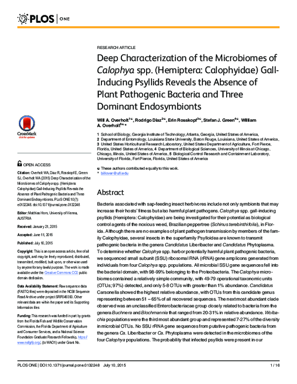 (PDF) Deep Characterization of the Microbiomes of Calophya spp ...