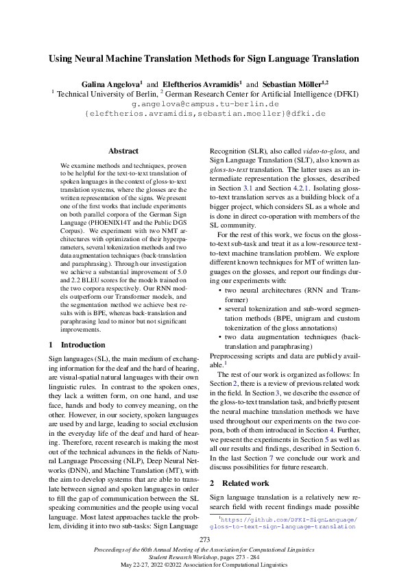 (PDF) Using Neural Machine Translation Methods for Sign Language ...