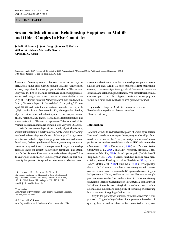 (PDF) Sexual Satisfaction and Relationship Happiness in Midlife and ...