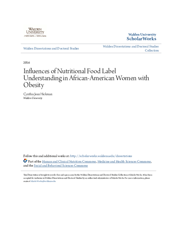 (PDF) Influences of Nutritional Food Label Understanding in African ...