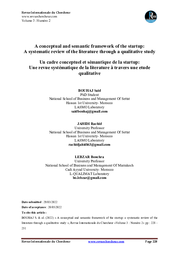 (PDF) A conceptual and semantic framework of the startup: A systematic ...