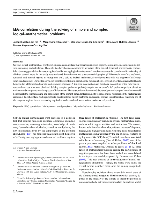 (PDF) EEG correlation during the solving of simple and complex logical ...