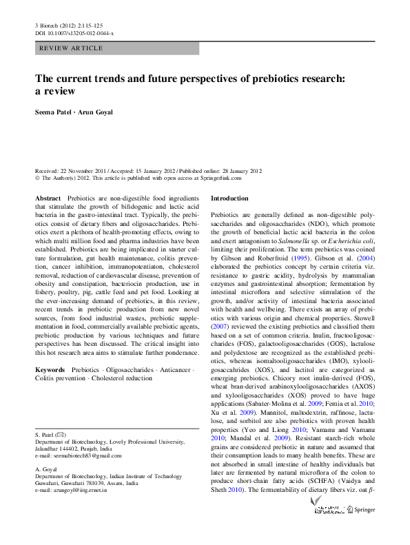 (PDF) The current trends and future perspectives of prebiotics research ...