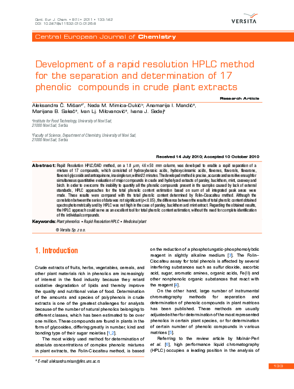 (PDF) Development of a rapid resolution HPLC method for the separation ...