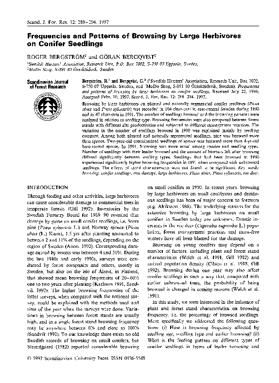(PDF) Frequencies and patterns of browsing by large herbivores on ...