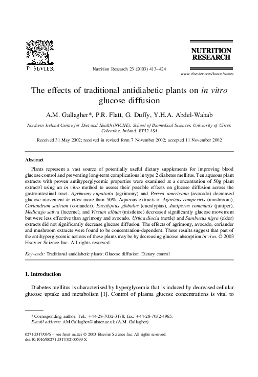 (PDF) The effects of traditional antidiabetic plants on in vitro ...