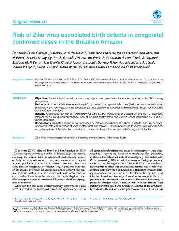 (PDF) Risk of Zika virus-associated birth defects in congenital ...