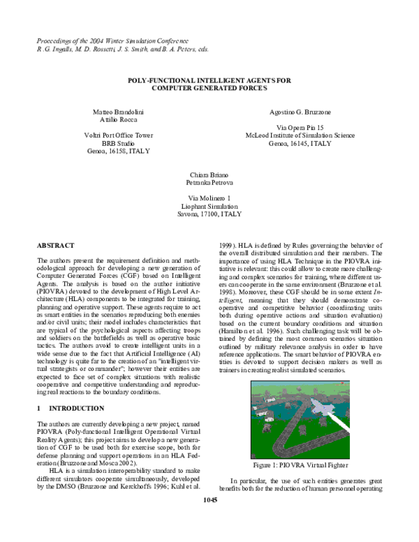 (PDF) Poly-functional intelligent agents for computer generated forces