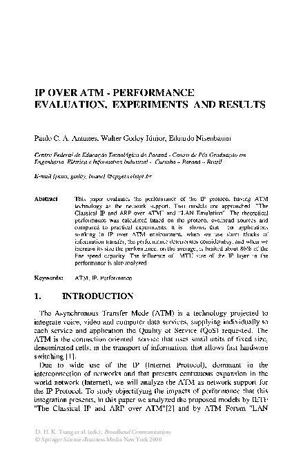 (PDF) IP over ATM - Performance Evaluation, Experiments and Results