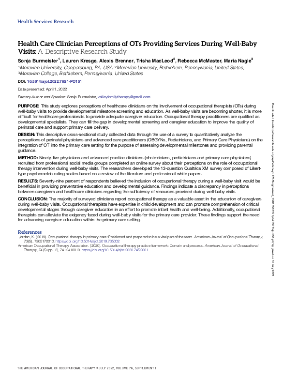 (PDF) Health Care Clinician Perceptions of OTs Providing Services ...