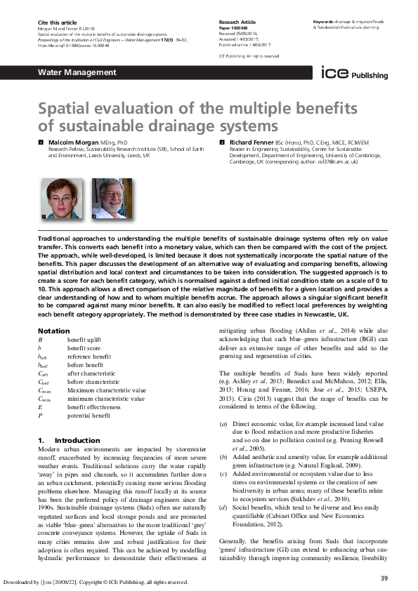 (PDF) Spatial evaluation of the multiple benefits of sustainable ...