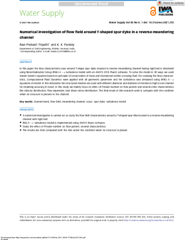(PDF) Numerical investigation of flow field around T-shaped spur dyke ...