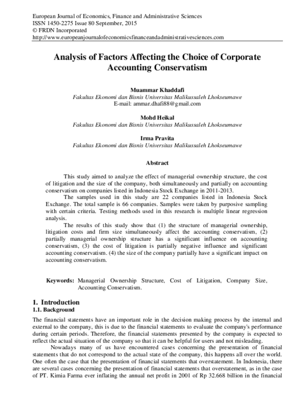 (PDF) Analysis of Factors Affecting the Choice of Corporate Accounting ...