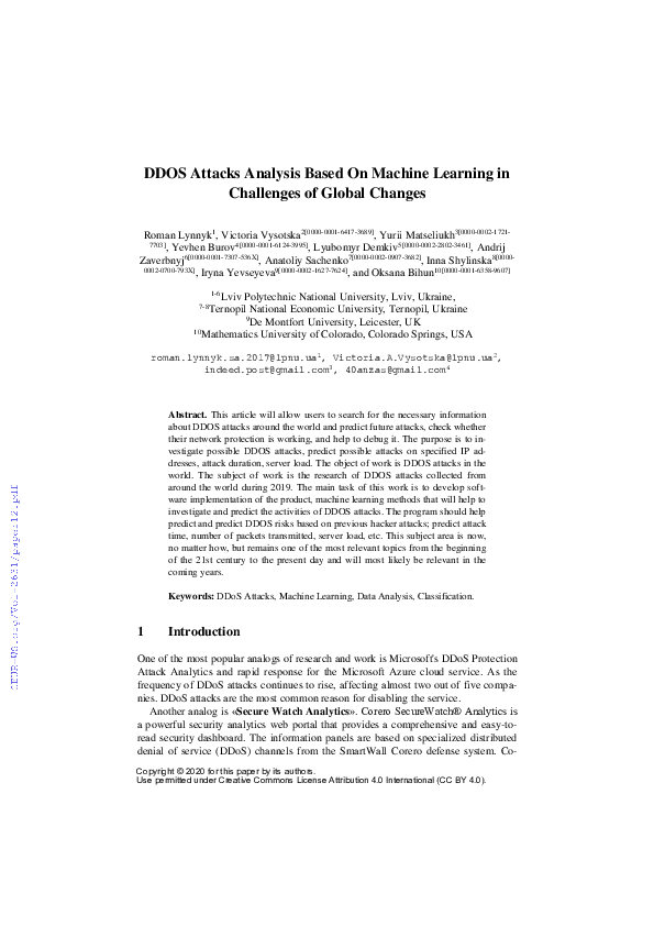 (PDF) DDOS Attacks Analysis Based on Machine Learning in Challenges of ...