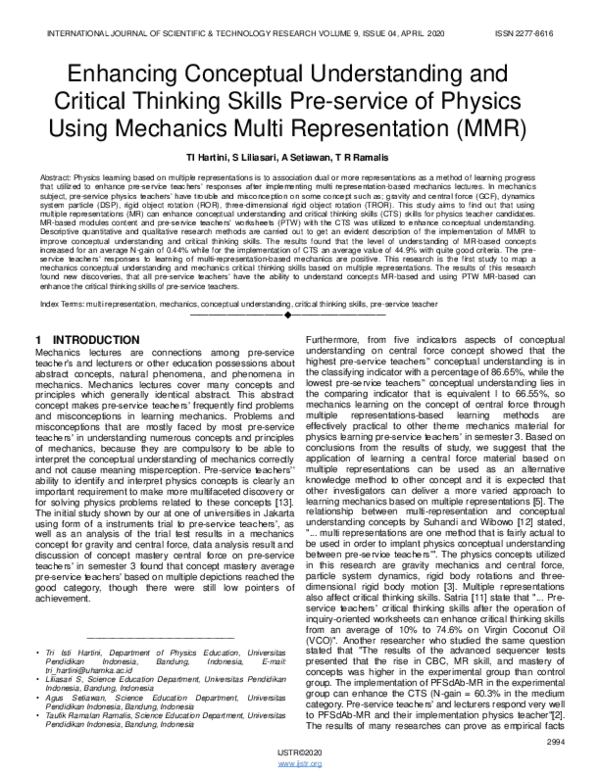 (PDF) Enhancing Conceptual Understanding and Critical Thinking Skills ...
