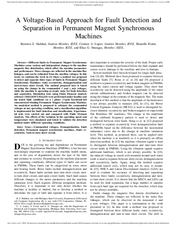 (PDF) A voltage based approach for fault detection and separation in ...